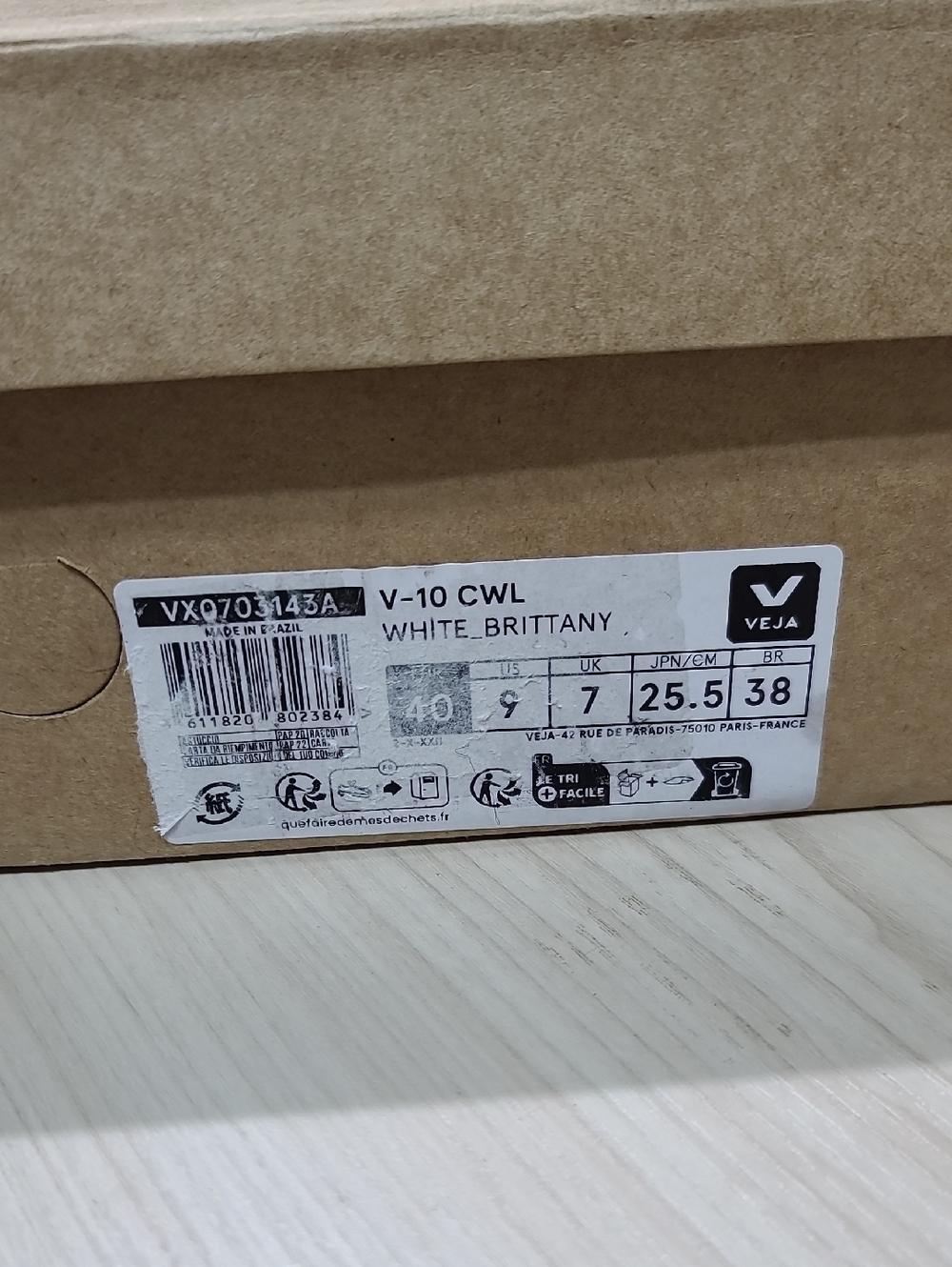 Veja V-10 CWL Sneakers White/Brittany - US Women's 9 New - Picture 8 of 9